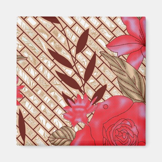 Aimant Design de tissu complexe avec motifs floraux (Devant)