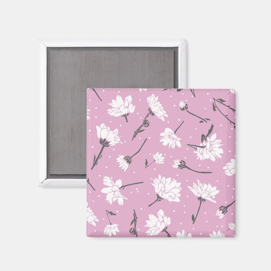 Aimant Design Floral Rose - Art Fleur Élégant (Recto/Verso)