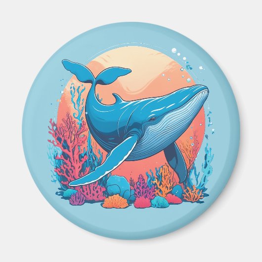 Aimant Design Graphique Coloré D'Une Baleine (Devant)