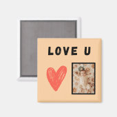 Aimant Design LOVE U cœur avec photo personnalisable  (Recto/Verso)