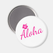 Aimant Design original en texte rose ALOHA et fleur (Recto/Verso)