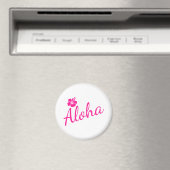 Aimant Design original en texte rose ALOHA et fleur (In Situ (Lave-vaisselle))