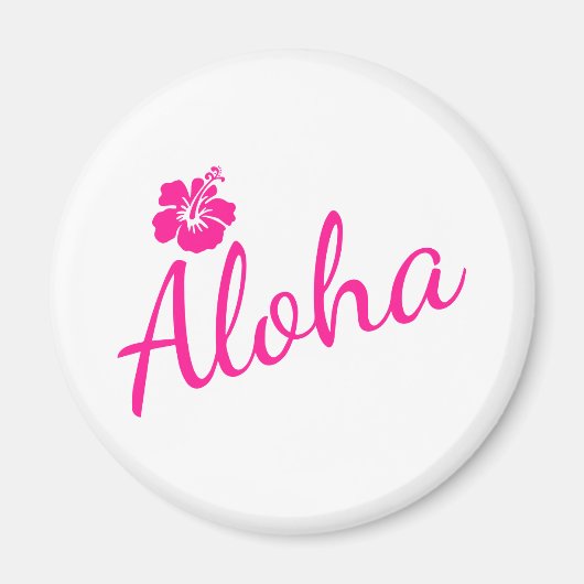Aimant Design original en texte rose ALOHA et fleur (Devant)
