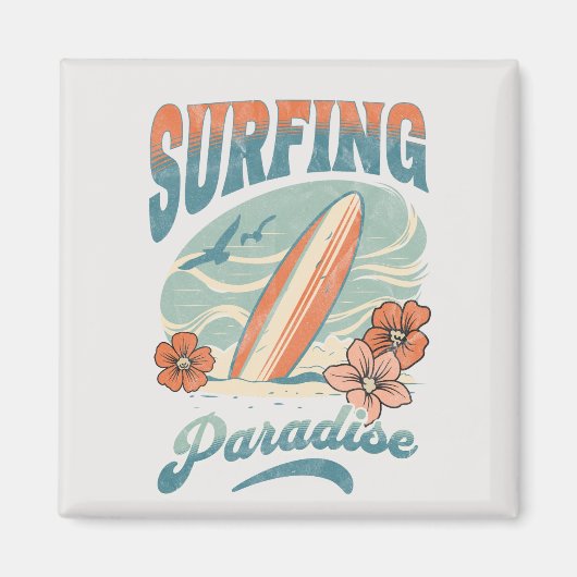 Aimant Design rétro du Surfing Paradise (Devant)