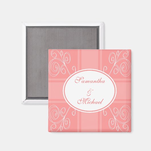 Aimant Design rose et blanc (Recto/Verso)