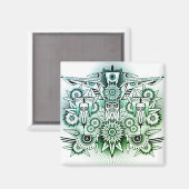 Aimant Design tribal teinte verte (Recto/Verso)