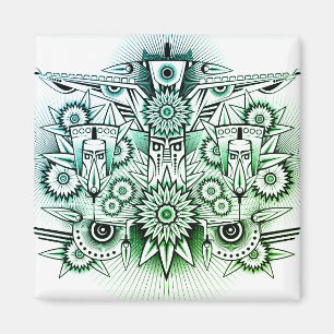 Aimant Design tribal teinte verte