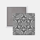 Aimant design unique belle fleur mandala (Recto/Verso)