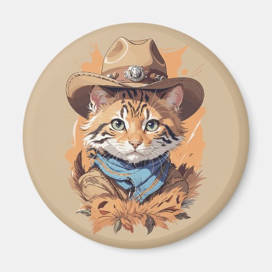 Aimant Design vintage Cowboy Kitten (Devant)