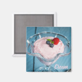 Aimant Dessert de crème de framboise avec menthe et fruit (Recto/Verso)