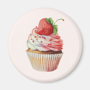 Aimant Dessert sucré à la fraise Cupcake