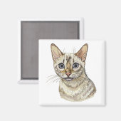 Aimant Dessin à la main drôle Chat bengale de neige (Recto/Verso)