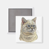 Aimant Dessin à la main drôle chat britannique (Recto/Verso)