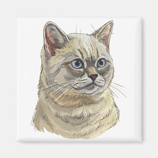 Aimant Dessin à la main drôle chat britannique (Devant)