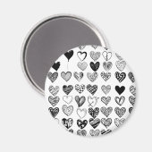 Aimant Dessin adorable de Black Heart Scribble (Recto/Verso)