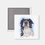 Aimant Dessin animé amusant de Border Collie (Recto/Verso)