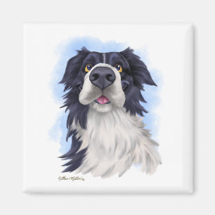 Aimant Dessin animé amusant de Border Collie