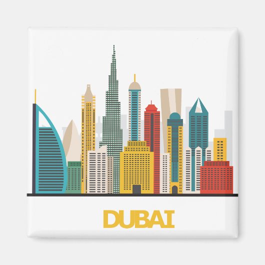 Aimant dessin animé coloré de Dubaï (Devant)
