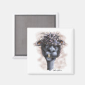 Aimant Dessin animé d'alpaca dément (Recto/Verso)