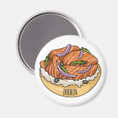 Aimant dessin animé de bagel saumon (Recto/Verso)