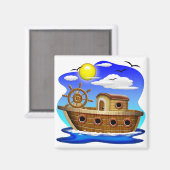 Aimant Dessin animé de bateau de pêche (Recto/Verso)
