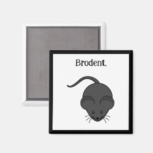 Aimant Dessin animé de brodent, rat ou souris gris drôle