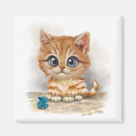Aimant Dessin animé de chaton orange (Devant)