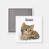 Aimant Dessin animé de chaton tabby mignon (Recto/Verso)