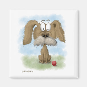 Aimant Dessin animé de chien adorable et débraillé
