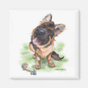 Aimant Dessin animé de chiot Berger allemand adorable