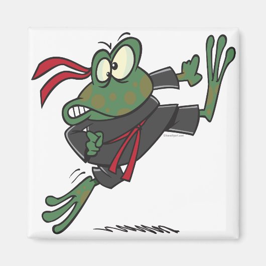 Aimant dessin animé de grenouille ninja ridicule (Devant)