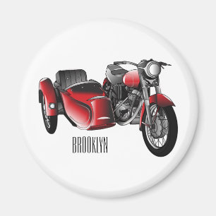 Aimant dessin animé de la moto Sidecar