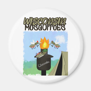 Aimant Dessin animé de moustiques du Wisconsin - Camping