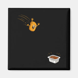 Aimant Dessin animé de nugget de poulet volant drôle de p