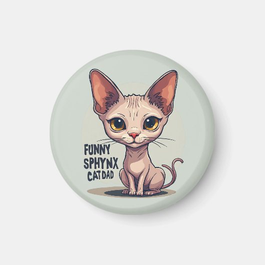 Aimant Dessin animé de papa chat Sphynx drôle (Devant)
