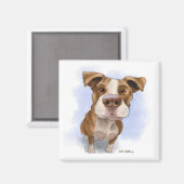 Aimant Dessin animé de Pit Bull mignon (Recto/Verso)