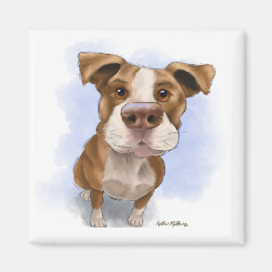 Aimant Dessin animé de Pit Bull mignon