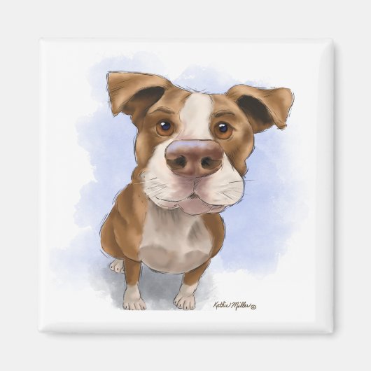Aimant Dessin animé de Pit Bull mignon (Devant)
