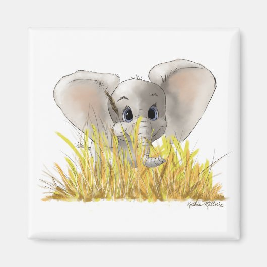 Aimant Dessin animé d'éléphant bébé mignon (Devant)