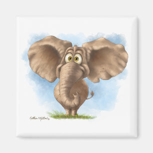 Aimant Dessin animé d'éléphant mignon