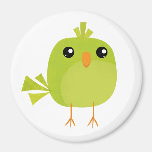 Aimant Dessin animé d'oiseau vert mignon