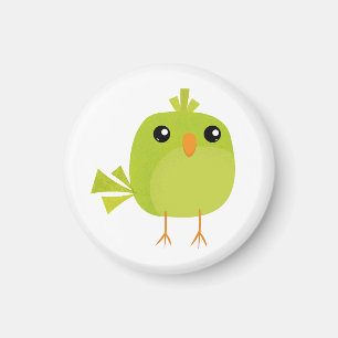 Aimant Dessin animé d'oiseau vert mignon