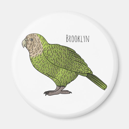 Aimant dessin animé d'oiseaux de Kakapo (Devant)
