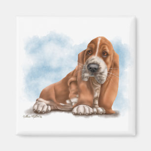 Aimant Dessin animé d'un adorable chiot Basset
