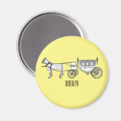 Aimant dessin animé mariage cheval & calèche (Recto/Verso)