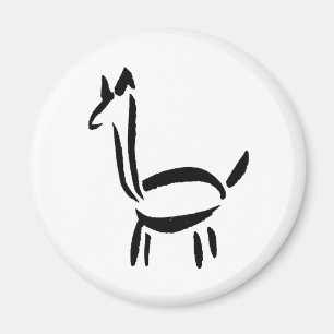 Aimant Dessin au pinceau Lama Alpaga Cheval Animal