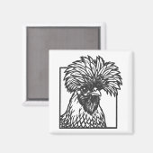 Aimant Dessin au trait de poule polonaise - Conception dr (Recto/Verso)
