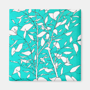 Aimant Dessin au trait d'un arbre Ficus sur fond bleu