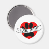 Aimant Dessin De Chien Maman Paw Et Red Heart (Recto/Verso)