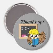 Aimant Dessin de chouette écolière | Ajouter du texte (Recto/Verso)